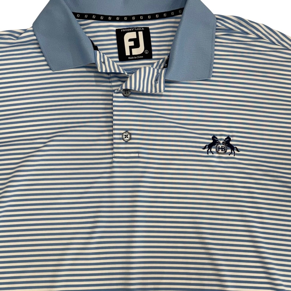 FootJoy ProDry Golf Polo Shirt Mens L Blue Stripe‎ Performance Athletic